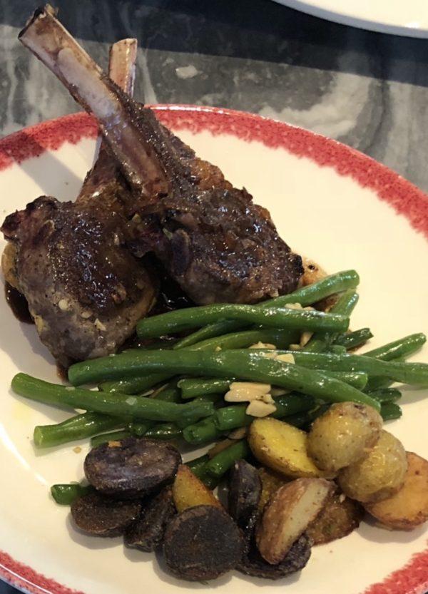 Rosemary Seared Lamb Chops With roasted Potatoes and Green beans