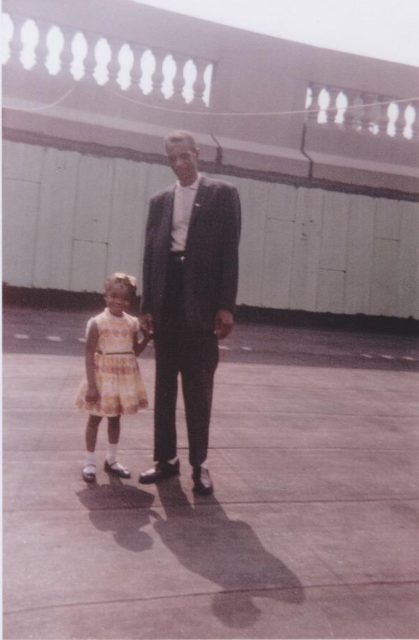 Sharon and her dad on the roof