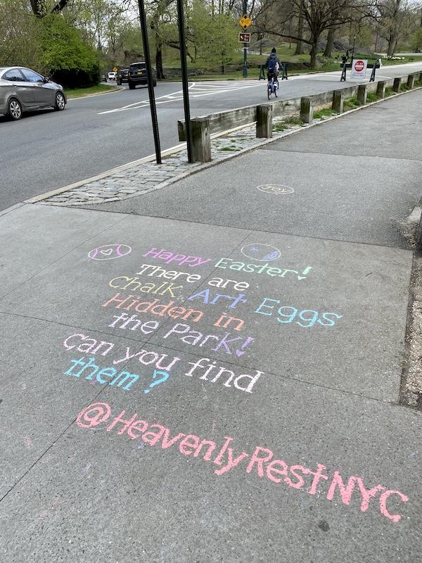 chalk art easter egg hunt