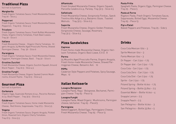 menu pizza collective