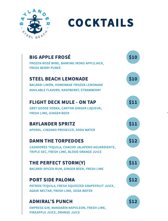 Baylander Steel Beach Cocktails