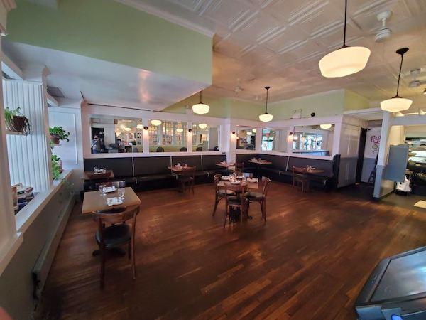 Harvest Kitchen tables spaced out
