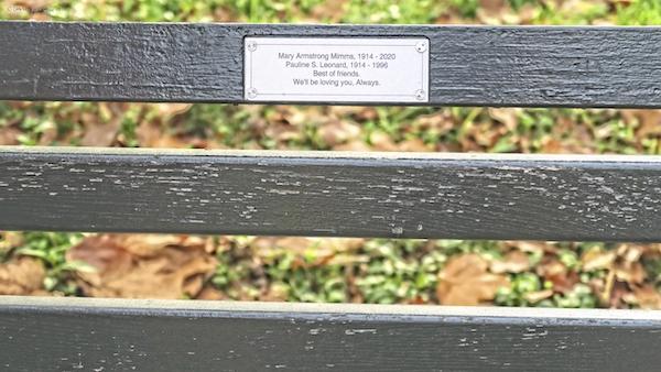 Central Park memorial bench