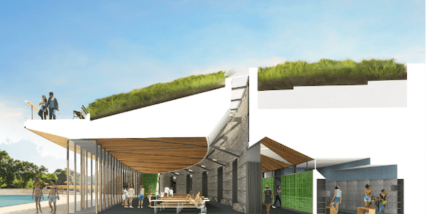 Central Park pool green roof