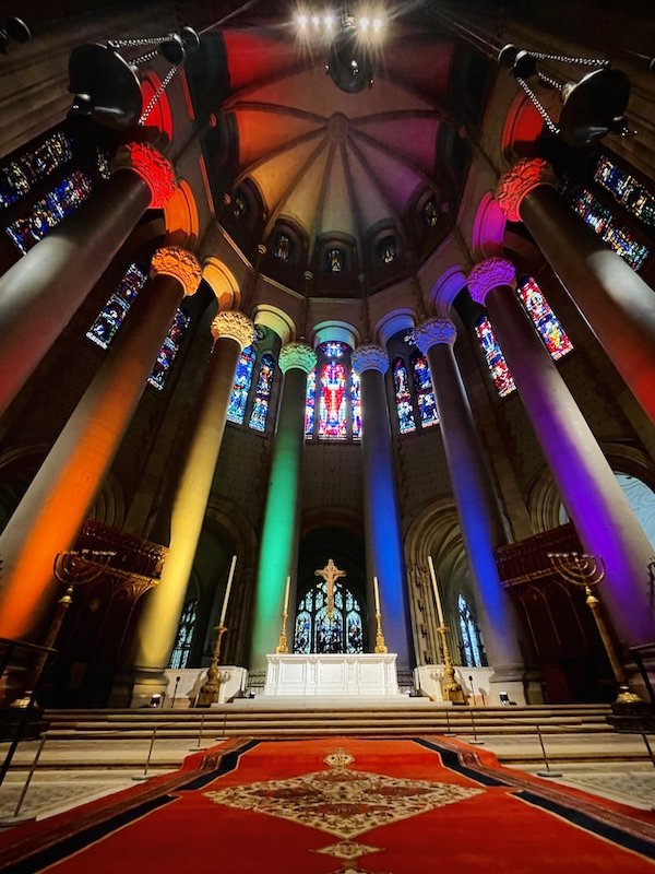 Pride lights Cathedral St John Divine