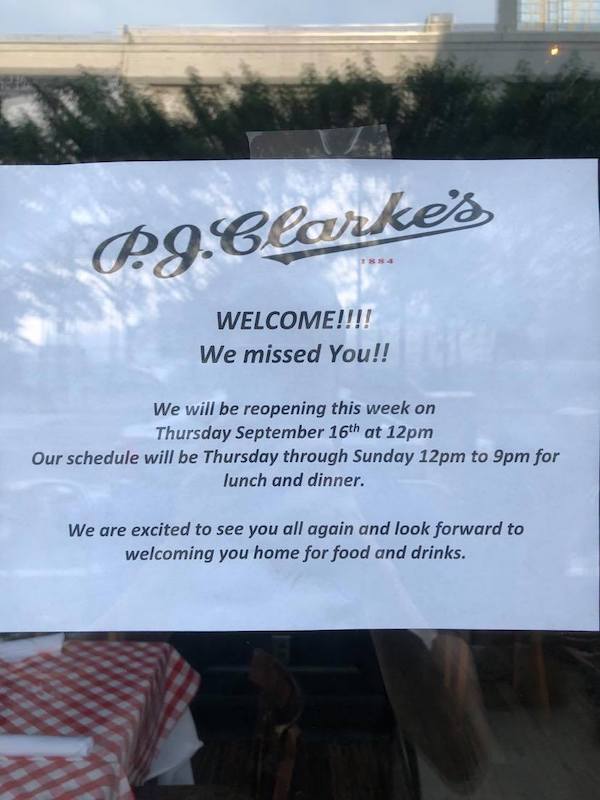 PJ Clarke's reopening