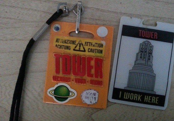 Tower Records employee badge