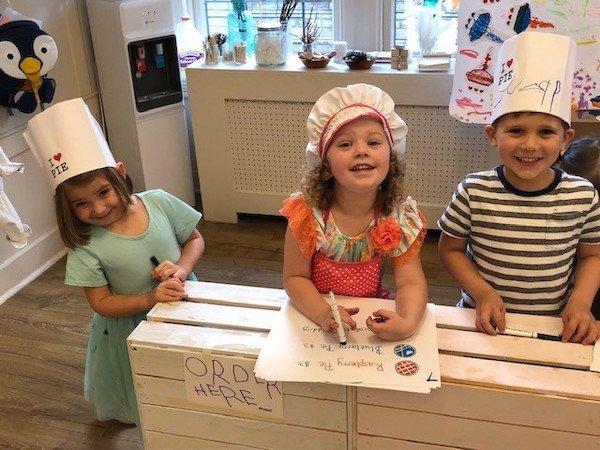 taking orders at the pie shop
