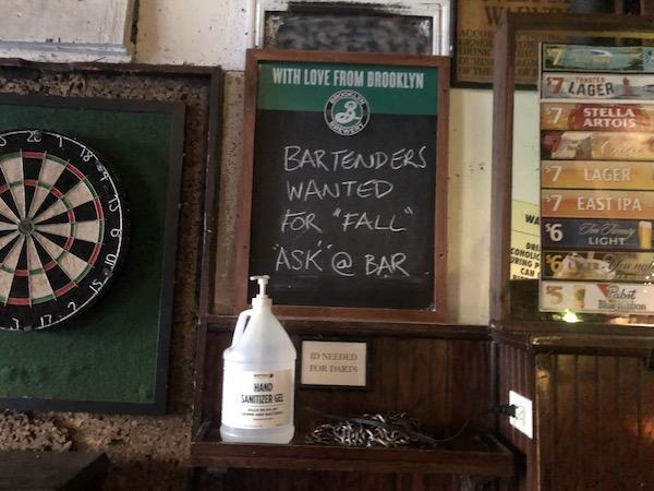 Bartenders wanted sign