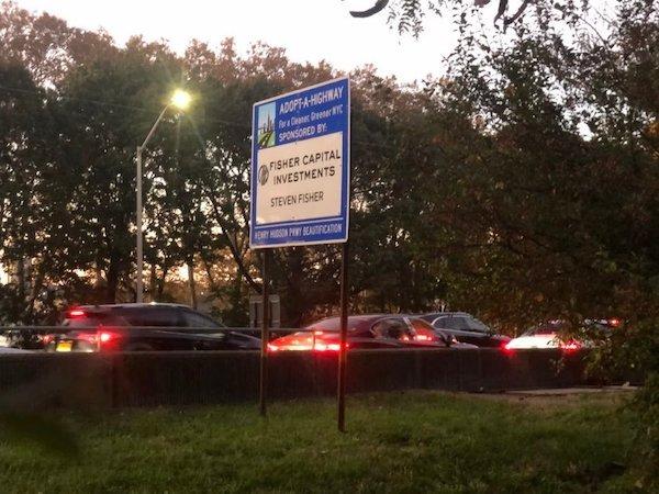 trump sign removed west side highway