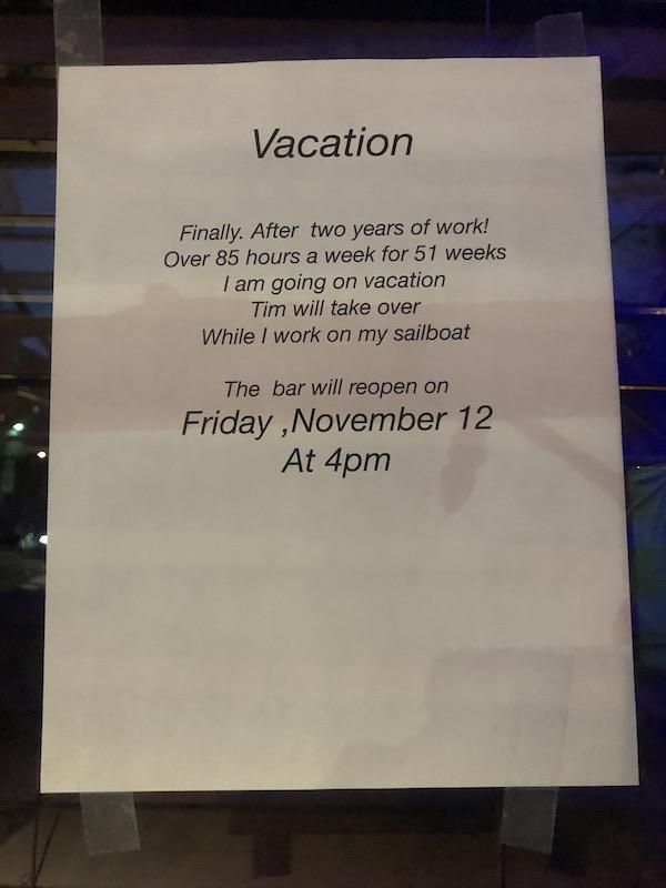 vacation sign posted