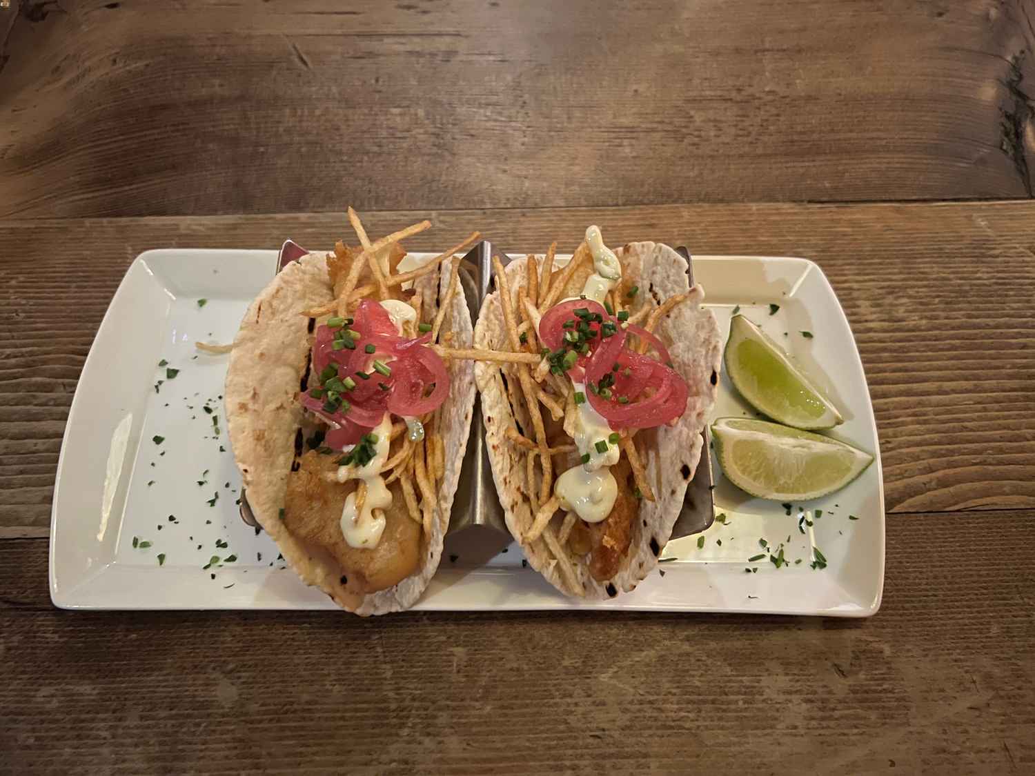 Fish and chip tacos