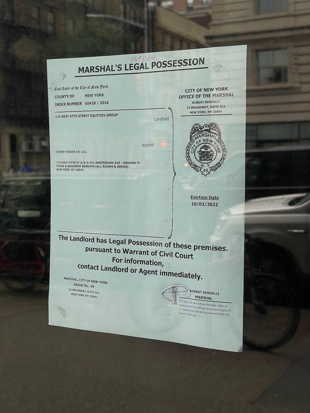 kirsch bakery eviction notice