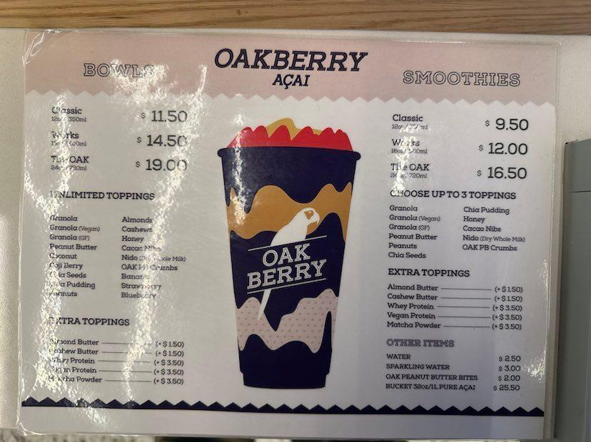 oakberry uws menu