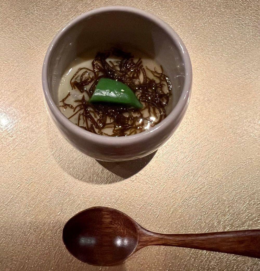 Savory Egg custard with soybean sauce
