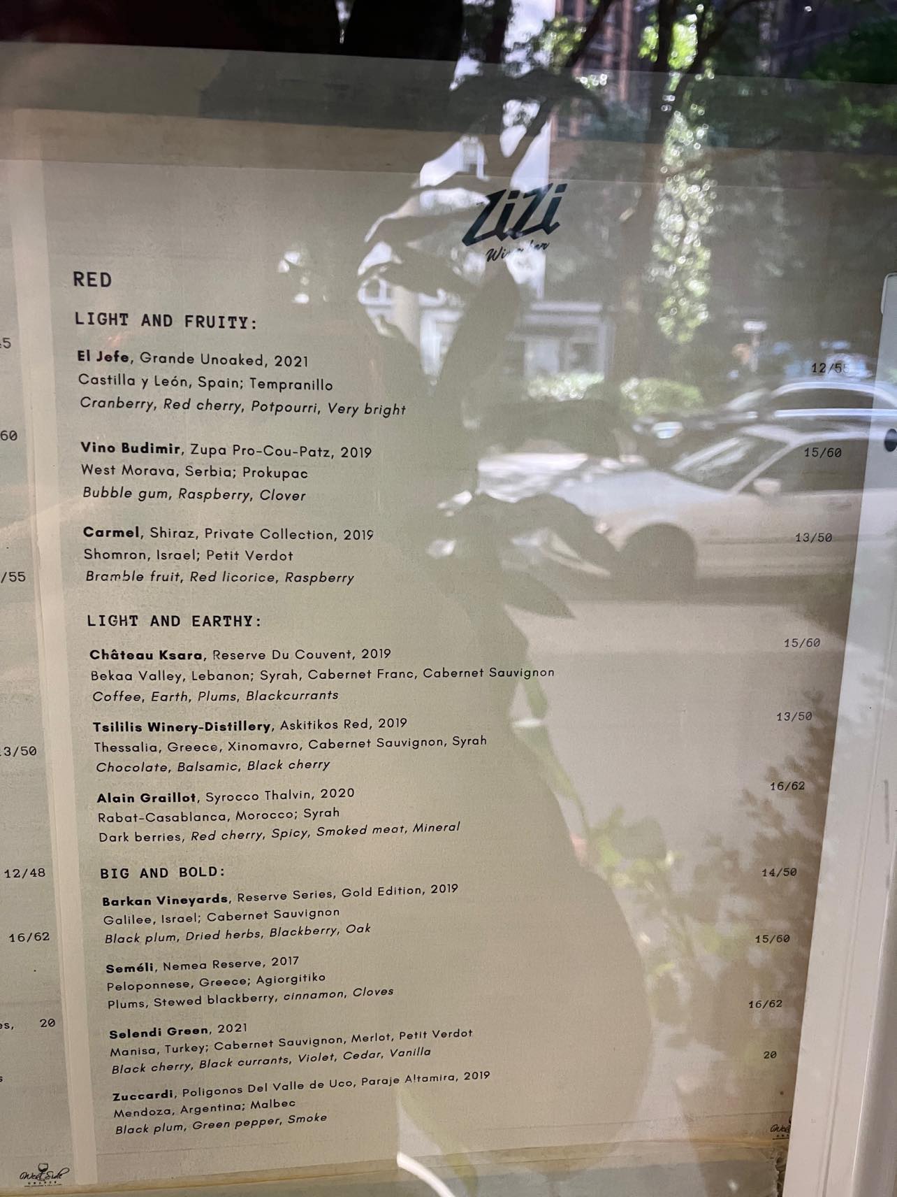 zizi wine menu