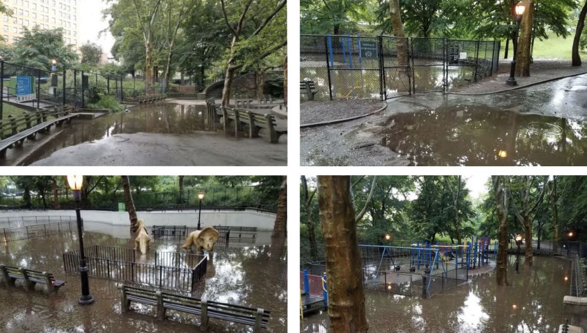 flooding at dinosaur playground