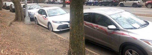 65 Cars Vandalized with Red Spray Paint