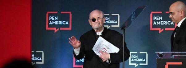 Salman Rushdie Accepts Award at Gala Hosted at AMNH