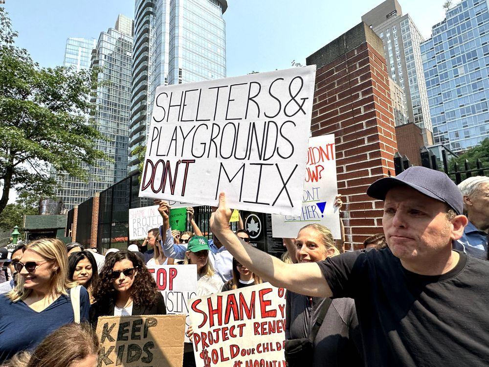 protest homeless shelter 59th street