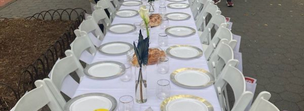 Empty Shabbat Tables For 220 Hostages Displayed on UWS