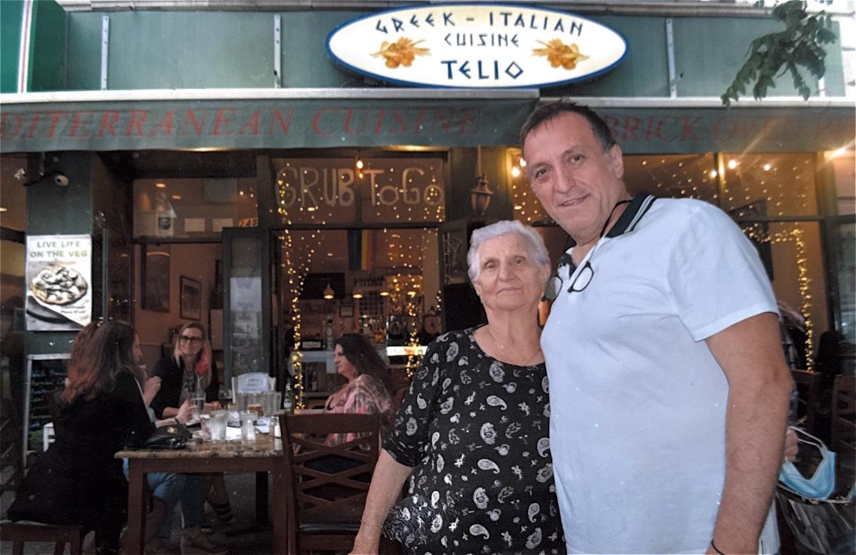 Yianni Berbeis and his mother outside the original Telio